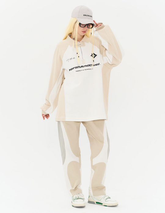 Harsh and Cruel Zipper Pockets Splicing Loose Trousers