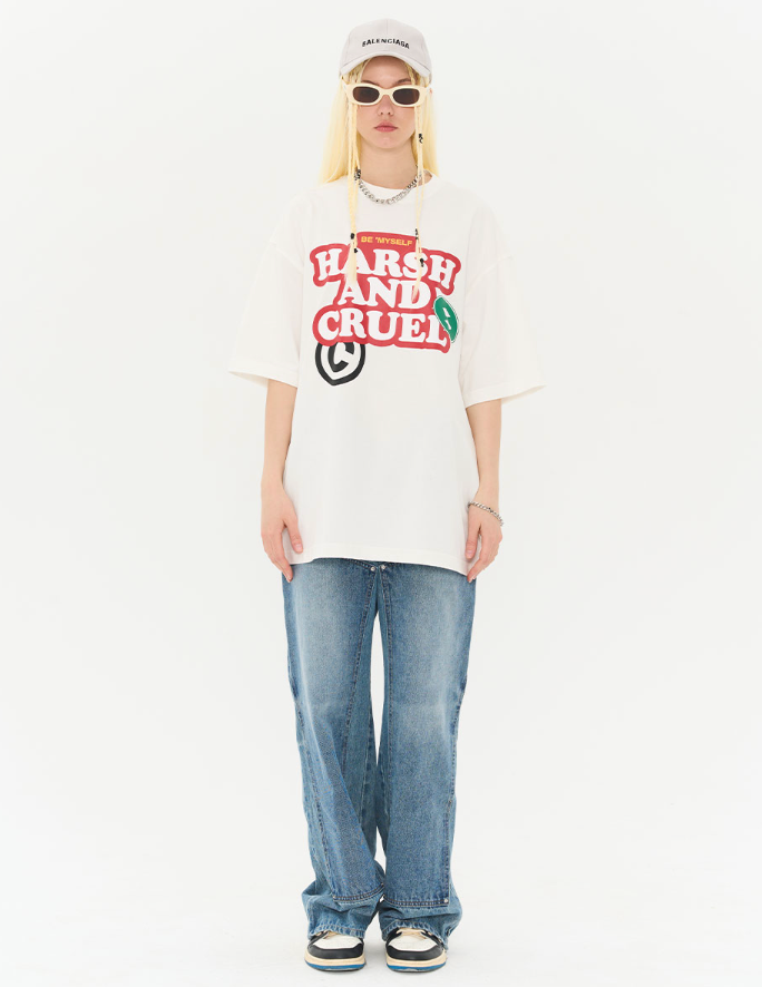 Harsh and Cruel Washed Loose Patched Trousers