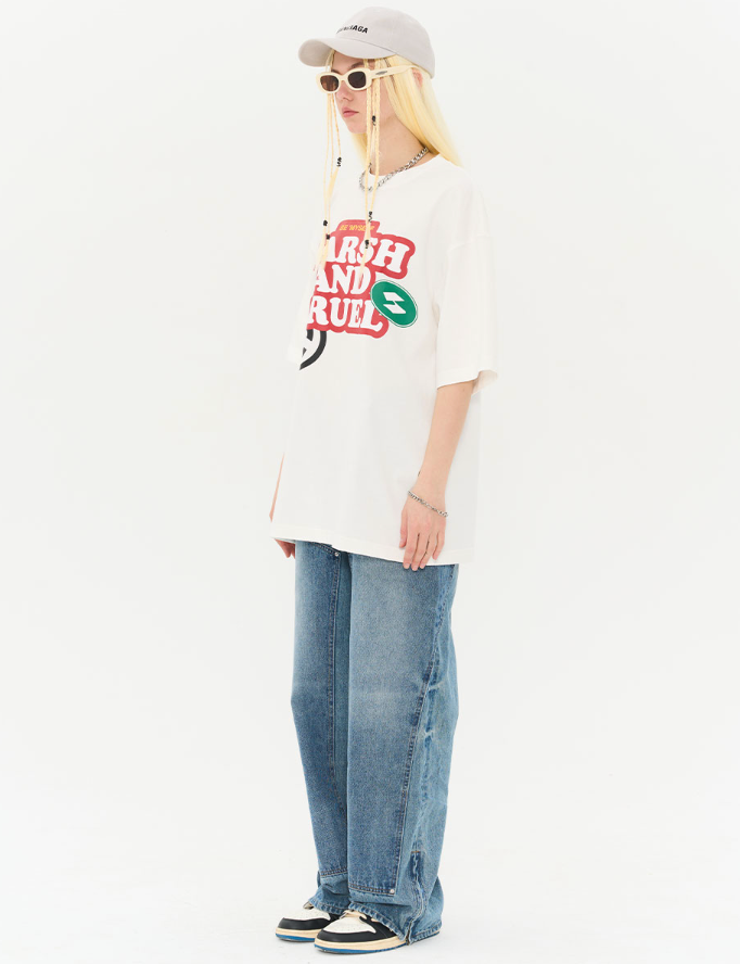 Harsh and Cruel Washed Loose Patched Trousers