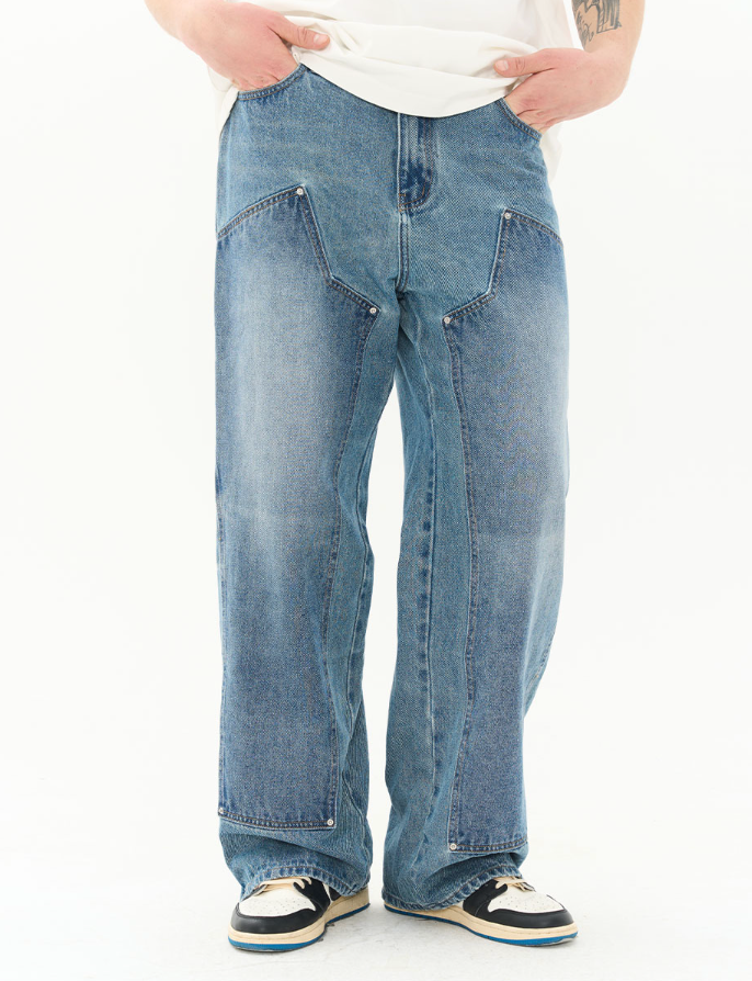 Harsh and Cruel Washed Loose Patched Trousers