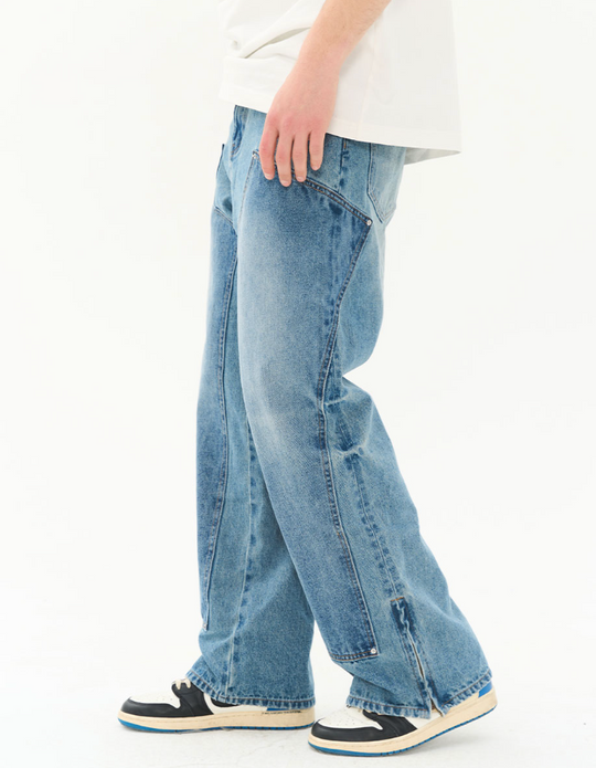 Harsh and Cruel Washed Loose Patched Trousers