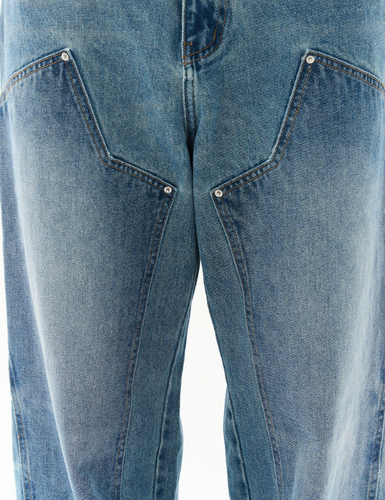 Harsh and Cruel Washed Loose Patched Trousers