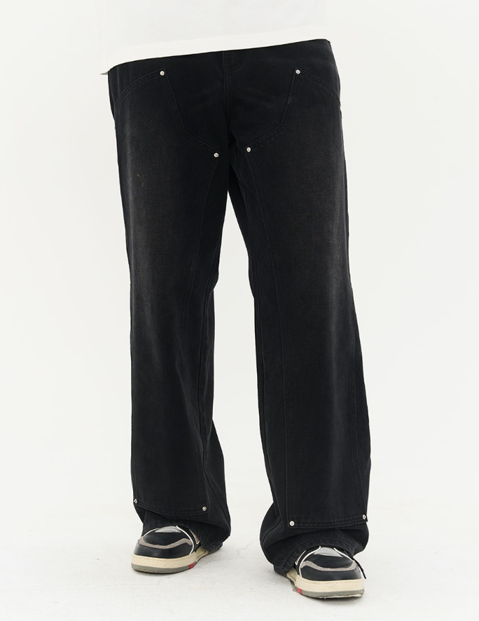 Harsh and Cruel Washed Loose Patched Trousers