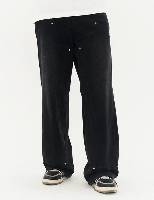 Harsh and Cruel Washed Loose Patched Trousers