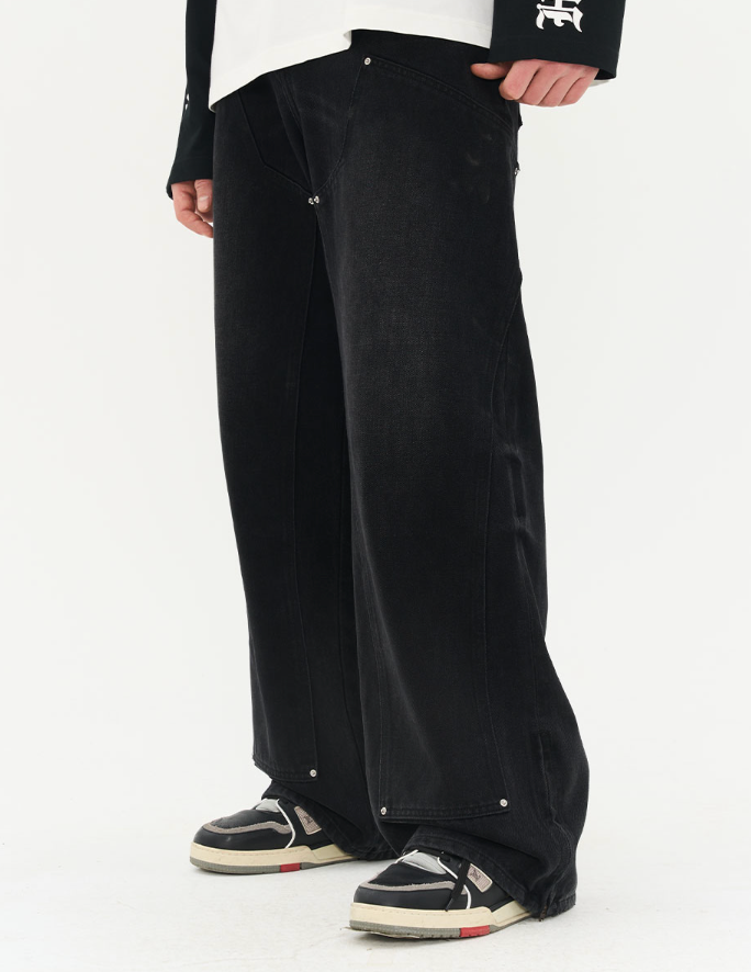 Harsh and Cruel Washed Loose Patched Trousers