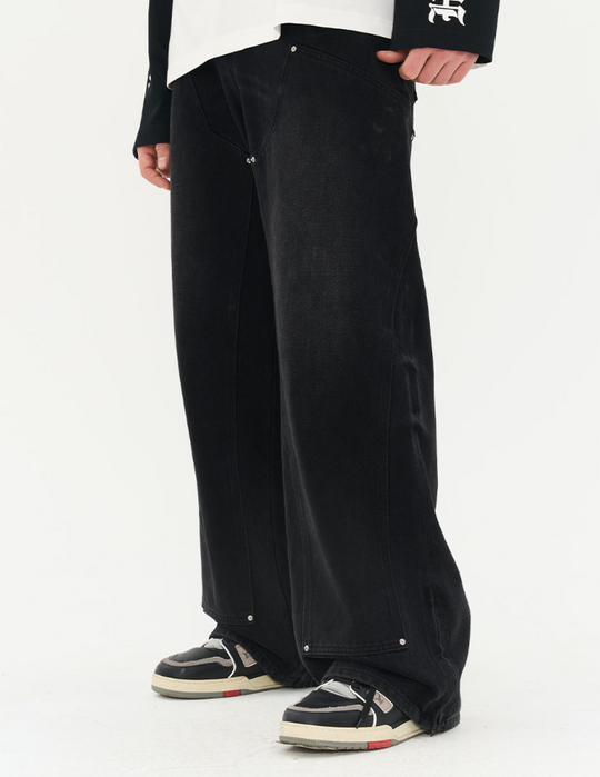 Harsh and Cruel Washed Loose Patched Trousers