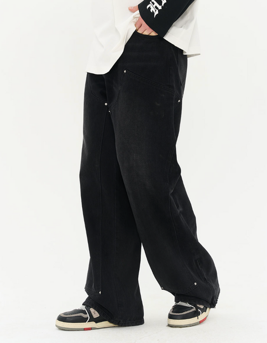 Harsh and Cruel Washed Loose Patched Trousers