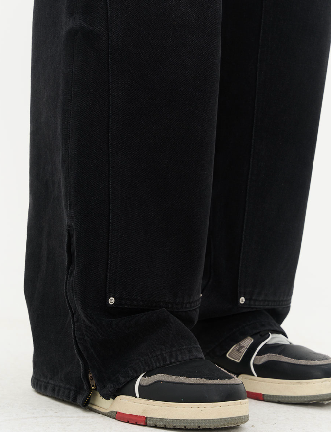 Harsh and Cruel Washed Loose Patched Trousers