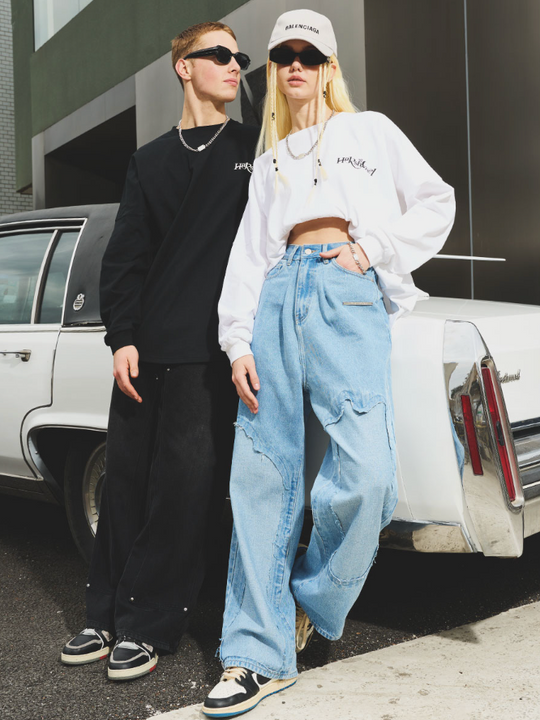 Harsh and Cruel Destroyed Washed Loose Trousers