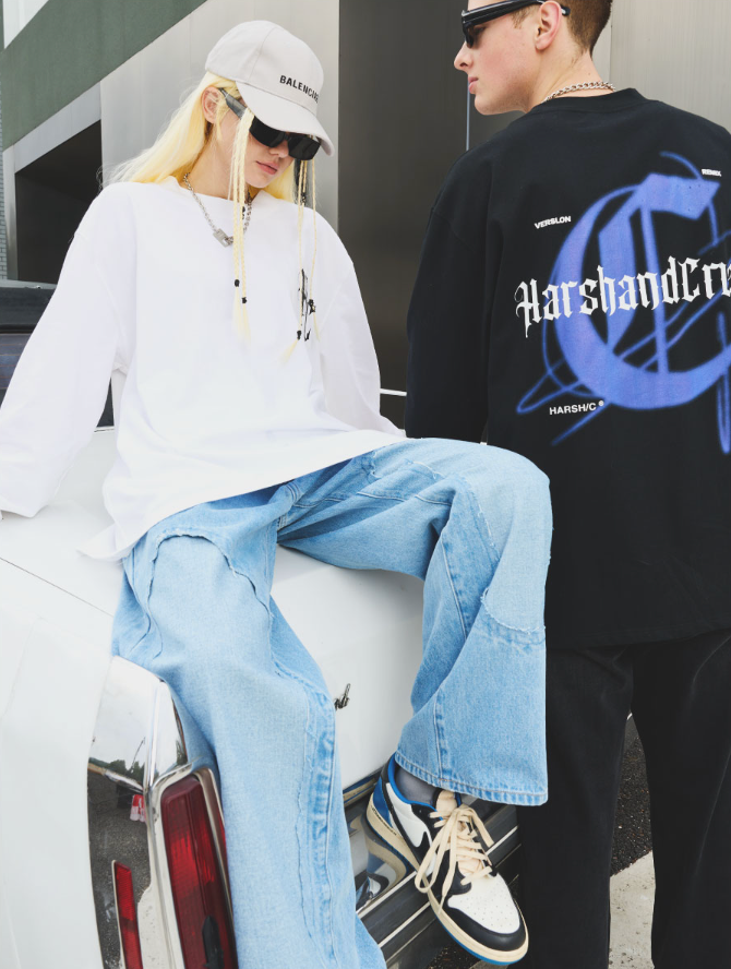 Harsh and Cruel Destroyed Washed Loose Trousers