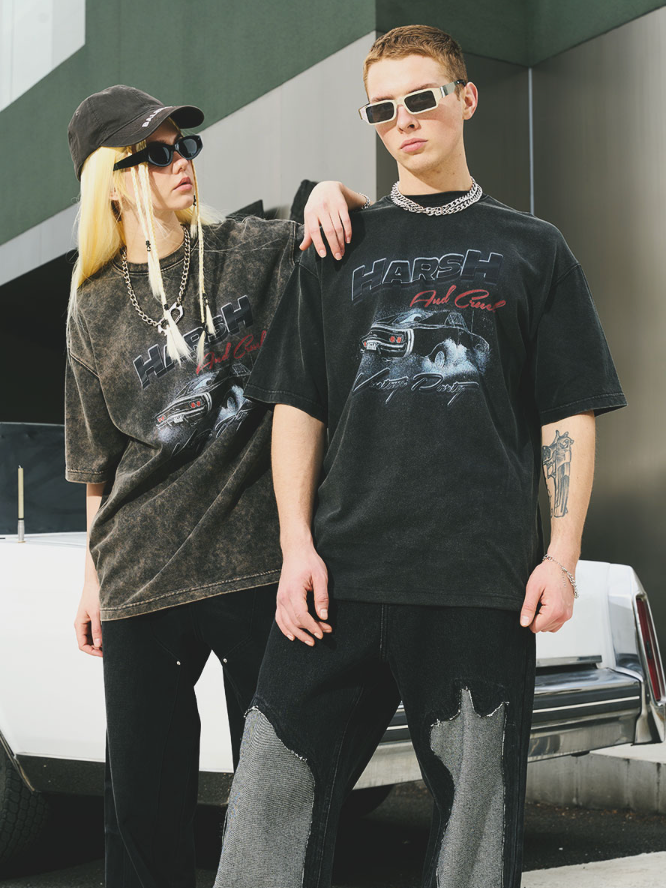 Harsh and Cruel Destroyed Washed Loose Trousers