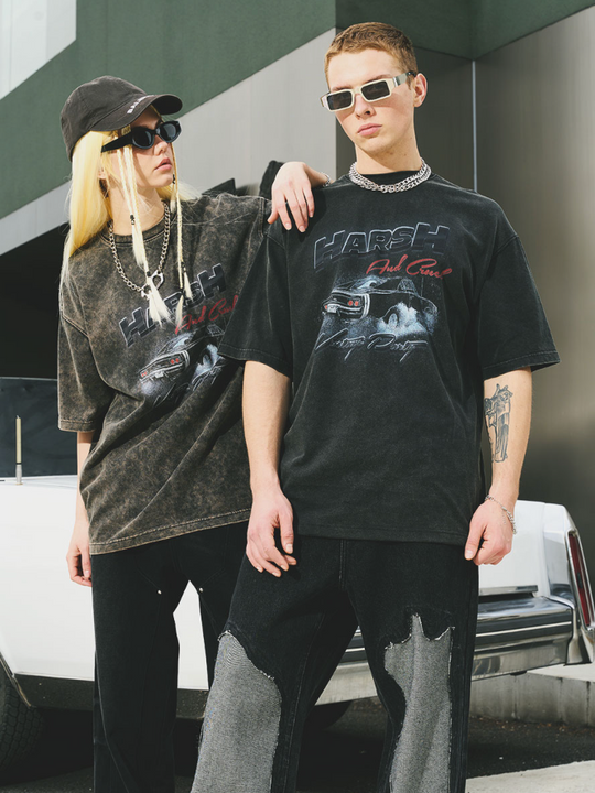 Harsh and Cruel Destroyed Washed Loose Trousers