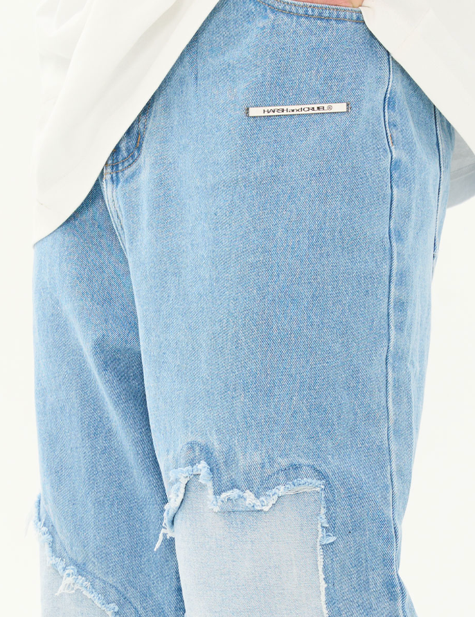 Harsh and Cruel Destroyed Washed Loose Trousers