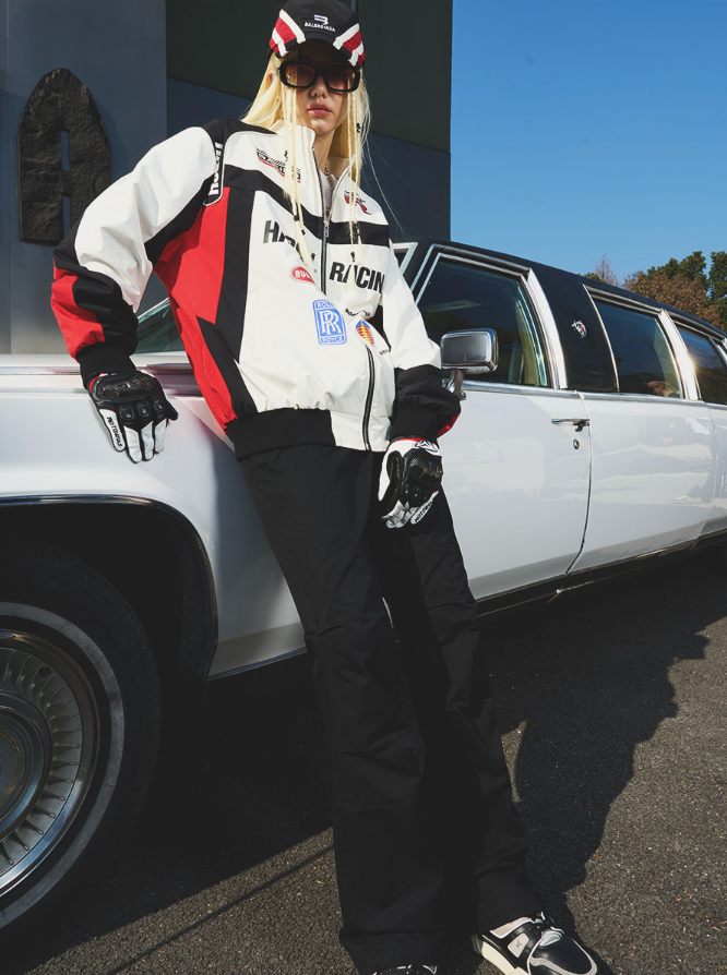 Harsh and Cruel Pleated Carabiner Flared Trousers