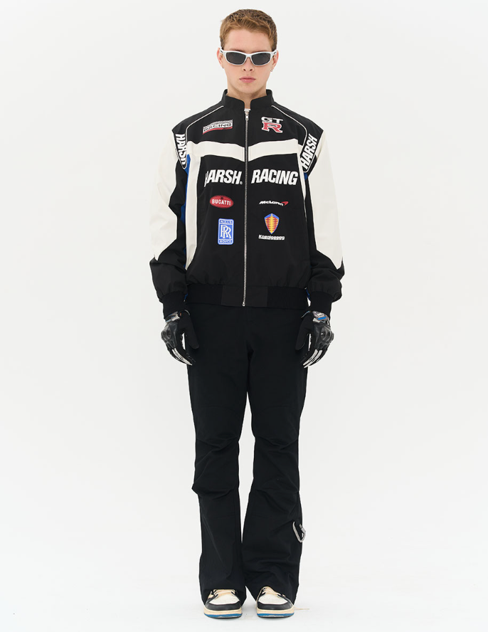 Harsh and Cruel Pleated Carabiner Flared Trousers