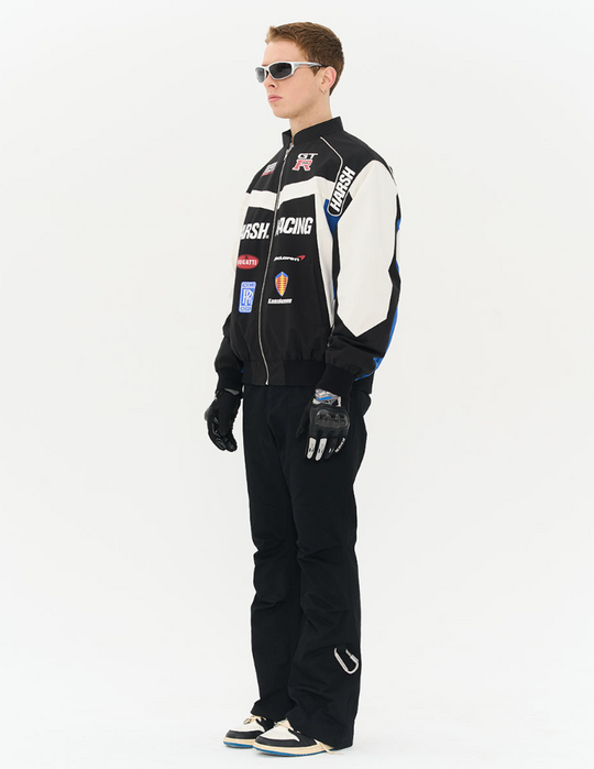 Harsh and Cruel Pleated Carabiner Flared Trousers