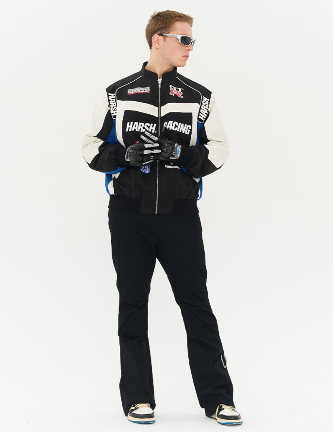 Harsh and Cruel Pleated Carabiner Flared Trousers