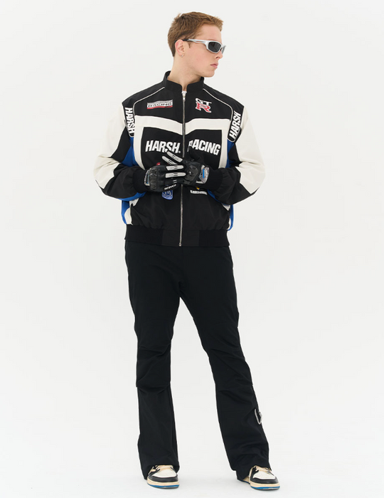 Harsh and Cruel Pleated Carabiner Flared Trousers