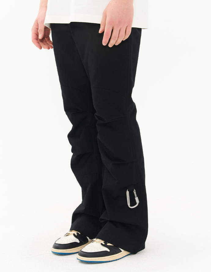 Harsh and Cruel Pleated Carabiner Flared Trousers