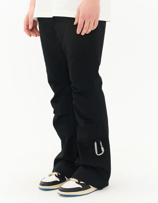 Harsh and Cruel Pleated Carabiner Flared Trousers