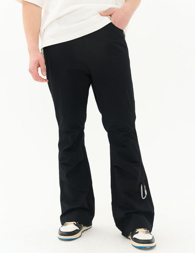Harsh and Cruel Pleated Carabiner Flared Trousers