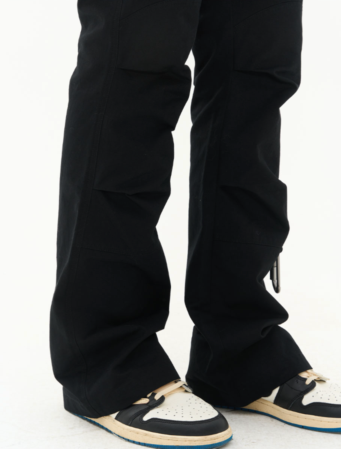 Harsh and Cruel Pleated Carabiner Flared Trousers
