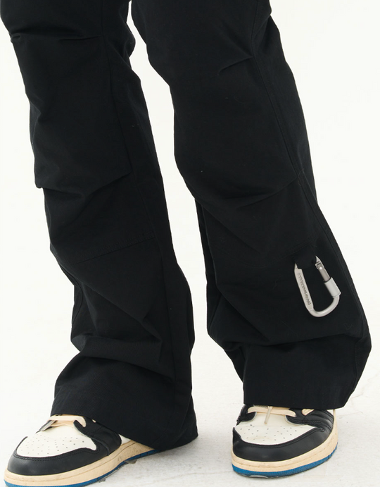 Harsh and Cruel Pleated Carabiner Flared Trousers