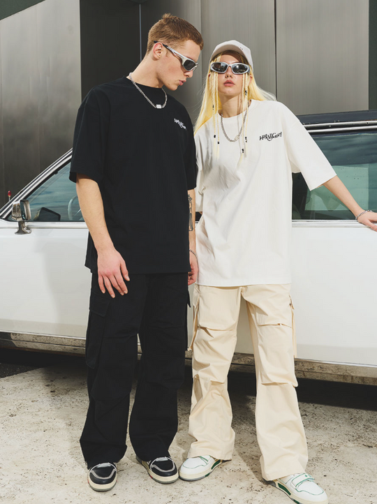 Harsh and Cruel Irregular Pleated Carabiner Loose Trousers