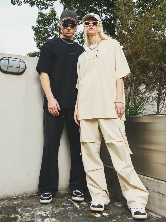 Harsh and Cruel Irregular Pleated Carabiner Loose Trousers