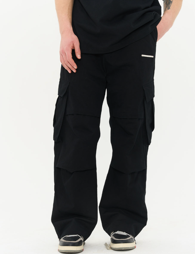 Harsh and Cruel Irregular Pleated Carabiner Loose Trousers