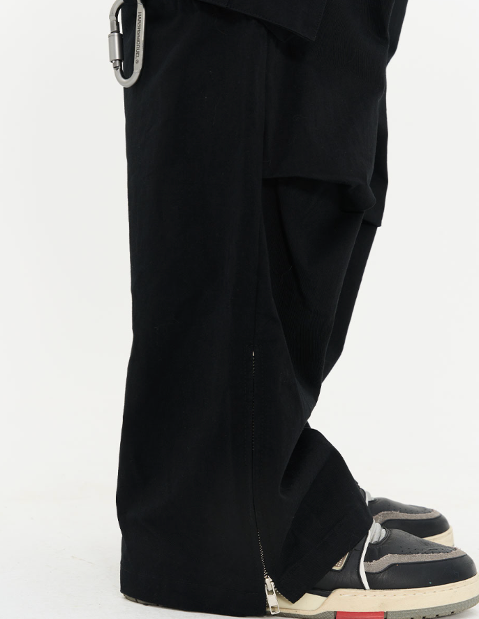 Harsh and Cruel Irregular Pleated Carabiner Loose Trousers