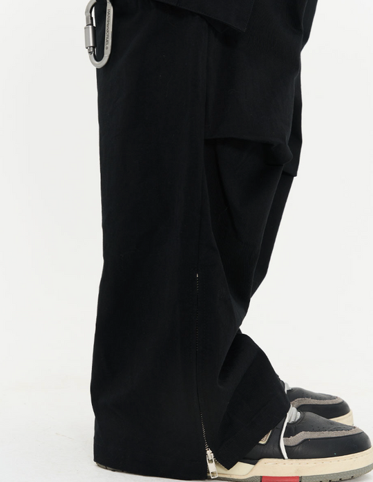 Harsh and Cruel Irregular Pleated Carabiner Loose Trousers
