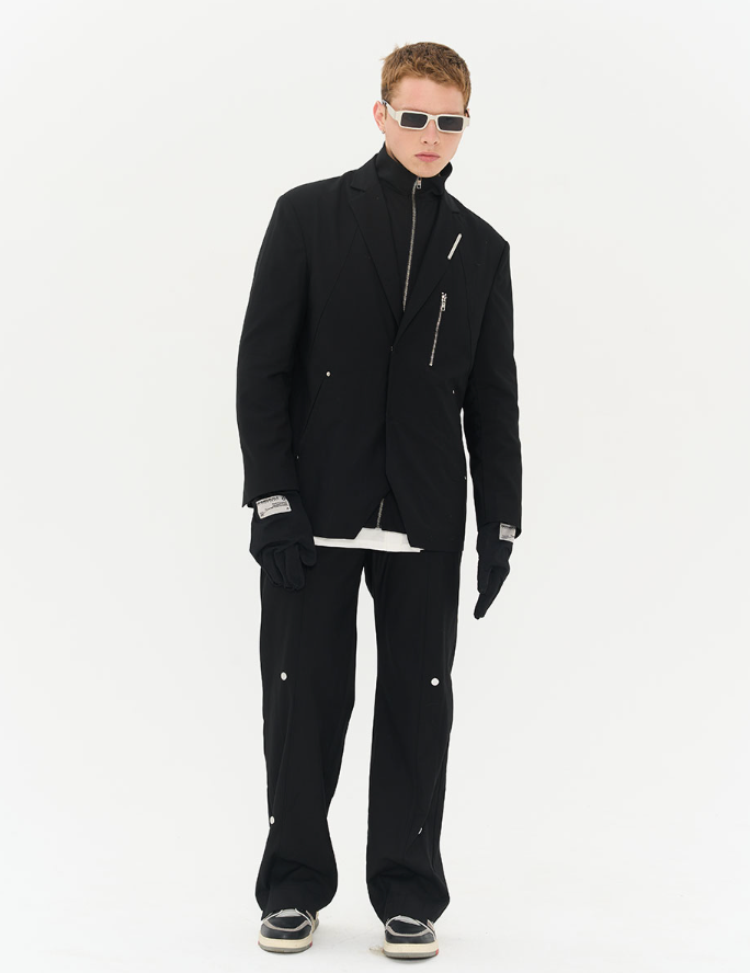 Harsh and Cruel Magnetic Buttons Stitching Loose Trousers