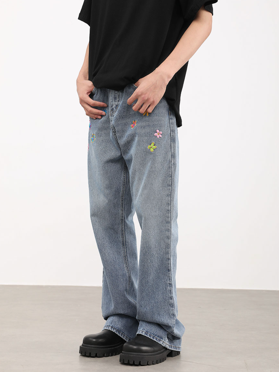 F3F Select Washed Old Embroidered Denim Jeans