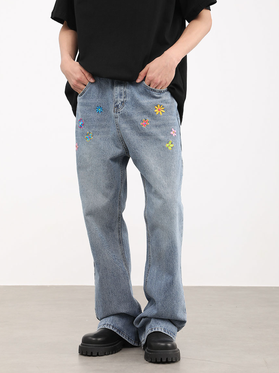 F3F Select Washed Old Embroidered Denim Jeans