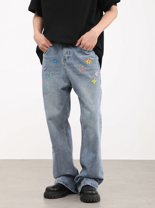 F3F Select Washed Old Embroidered Denim Jeans