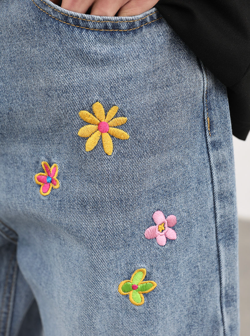 F3F Select Washed Old Embroidered Denim Jeans