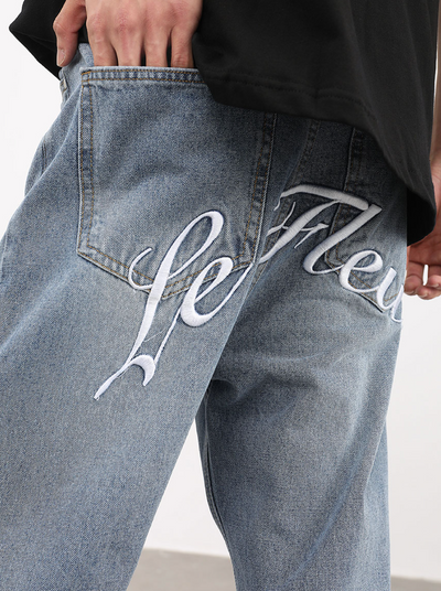 F3F Select Washed Old Embroidered Denim Jeans