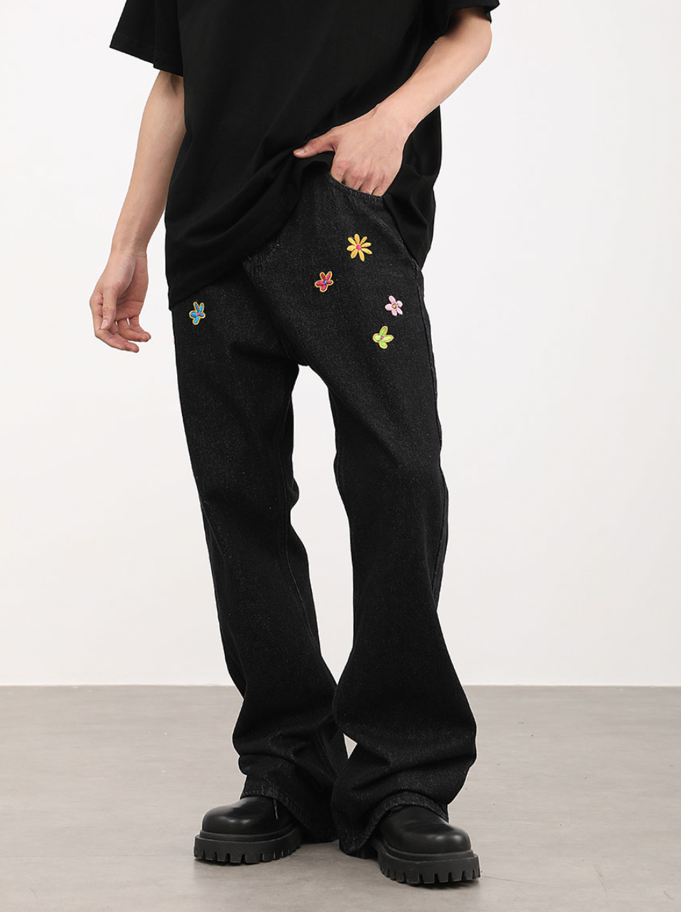 F3F Select Washed Old Embroidered Denim Jeans