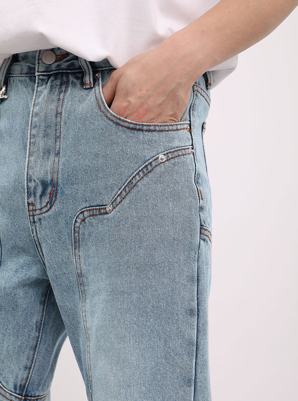 F3F Select Washed Old Patchwork Denim Jeans