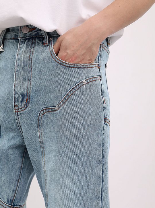 F3F Select Washed Old Patchwork Denim Jeans