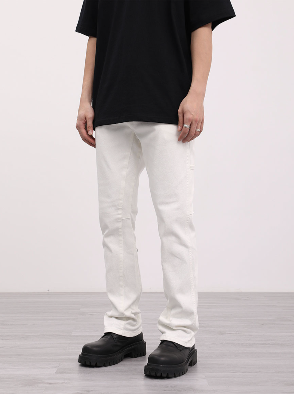 F3F Select Patchwork Leg Button Adjustment Micro Flare Denim Jeans