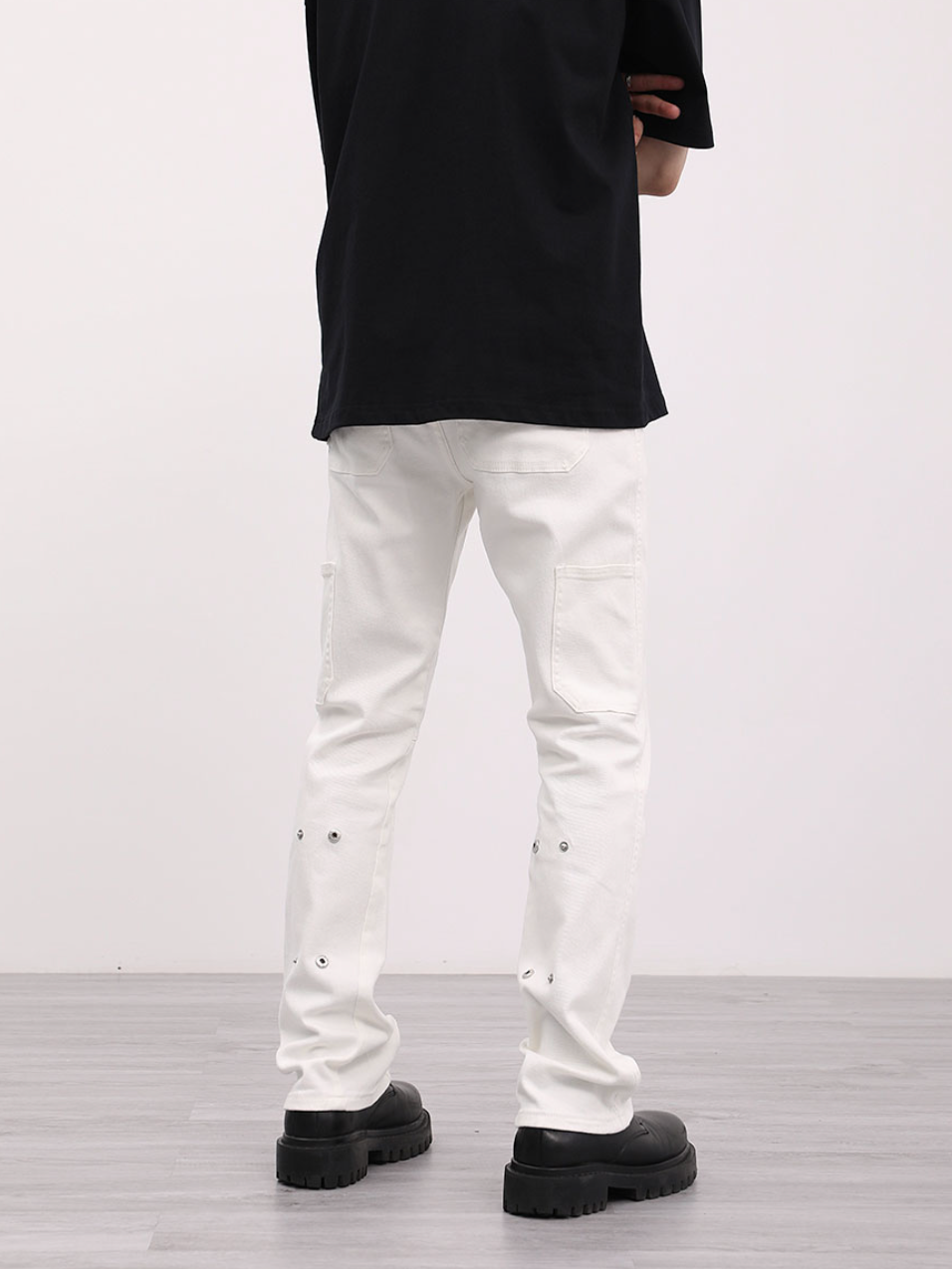 F3F Select Patchwork Leg Button Adjustment Micro Flare Denim Jeans