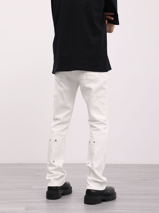 F3F Select Patchwork Leg Button Adjustment Micro Flare Denim Jeans