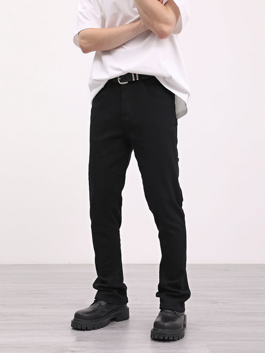 F3F Select Patchwork Leg Button Adjustment Micro Flare Denim Jeans