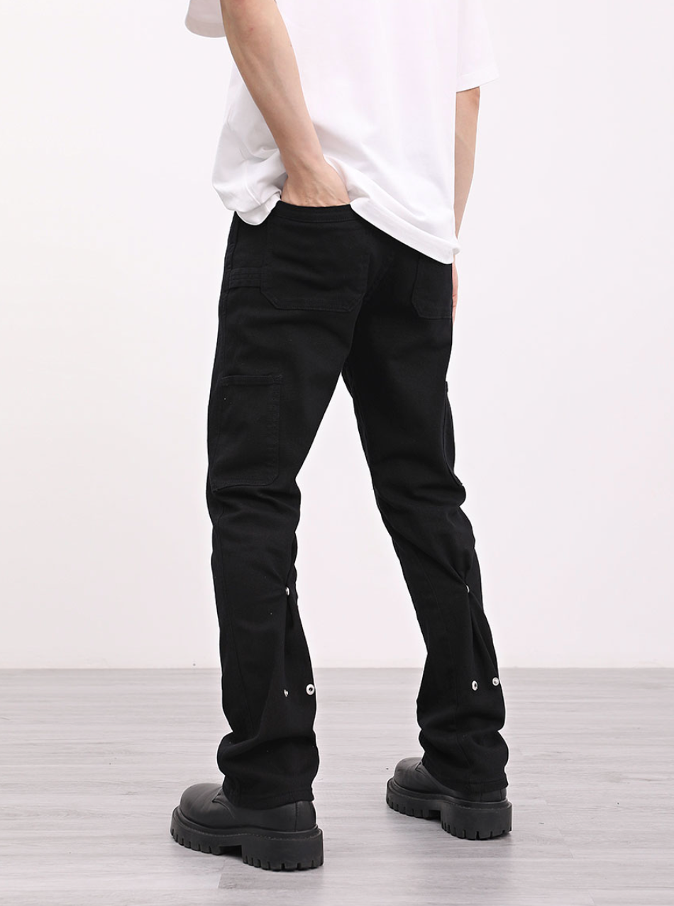 F3F Select Patchwork Leg Button Adjustment Micro Flare Denim Jeans