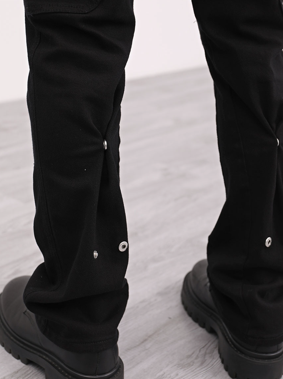 F3F Select Patchwork Leg Button Adjustment Micro Flare Denim Jeans