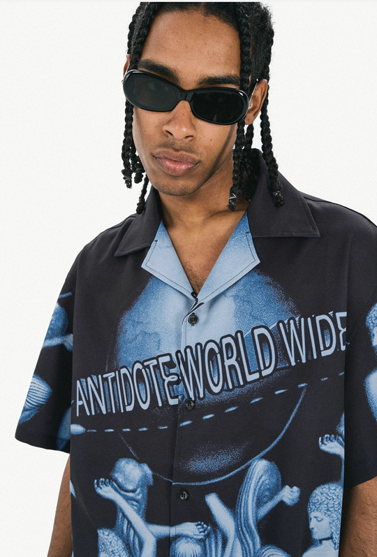 ANTIDOTE Vintage Goddess Print Short Sleeve Shirt