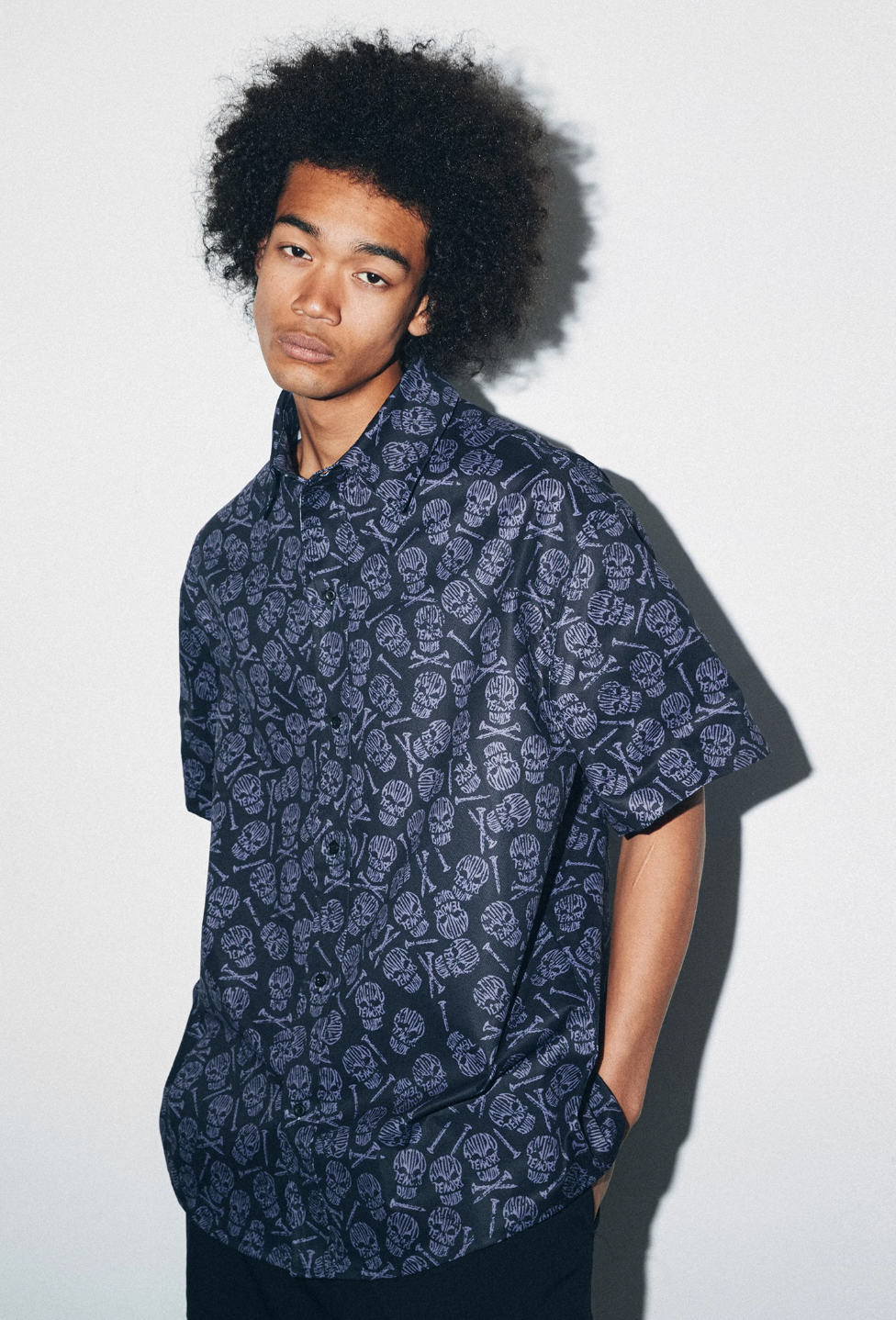 ANTIDOTE Skull Print Short Sleeve Shirt