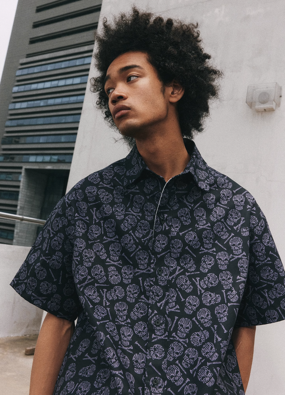 ANTIDOTE Skull Print Short Sleeve Shirt